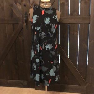 Black dress with teal flowers size 6